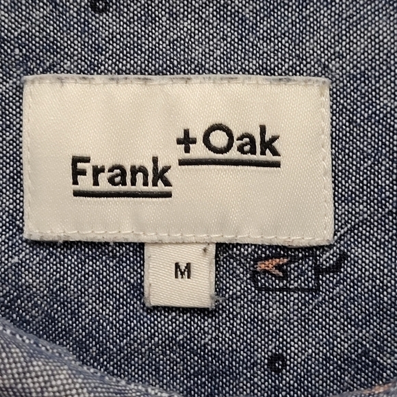 Frank + Oak chambray denim cotton print long sleeve button front shirt - Picture 10 of 11